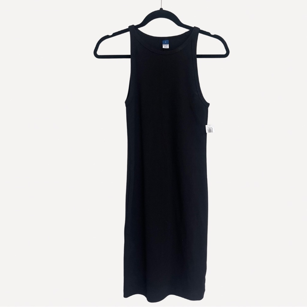 Black ribbed fitted tank dress NWT